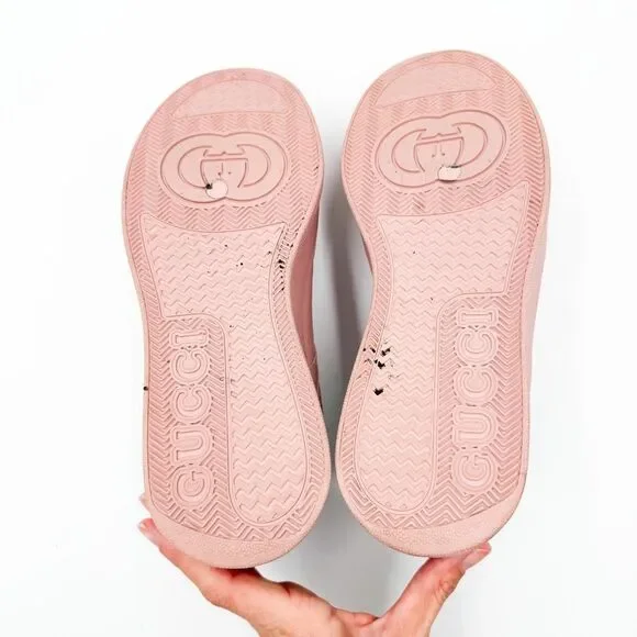 Gucci Jumbo GG Pink Leather Platform Low Top Chunky Sneakers EU 40 US 10 - Picture 7 of 9